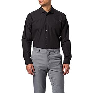 Seidensticker Popeline overhemd voor heren, regular fit, lange mouwen, zwart, 38