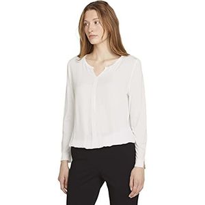 TOM TAILOR Dames Shirt met 7/8 mouwen in materiaalmix 1027165, 10315 - Whisper White, XL