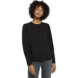 TOM TAILOR mine to five Dames Shirt met lange mouwen in satijnen mix 1023684, 14482 - Deep Black, S