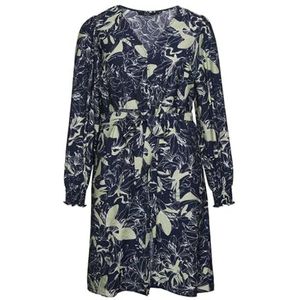 Jurk - ABBA - Bloemenprint - V-hals - Korte Mouwen - Normale Pasvorm