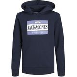 JACK&JONES JUNIOR Jorarthur Sweat Hood Sn Jnr Hoodie voor jongens, Navy Blazer/Detail:jj Print, 164 cm