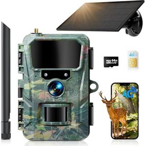 WOLFANG 4G LTE Cellular Wildlife, 5200 mAh batterij, 2K mobiele trailcamera met app-bediening, super nachtzicht, 2.0'TFT-display, 0.2s triggerbeweging geactiveerd, IP66 waterdicht