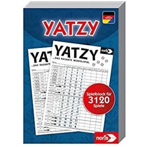 Noris 606194305 Yatzy speelblok in formaat 10,2 x 14,4 cm, Yatzyblock voor 3.120, 2 spelers vanaf 6 jaar