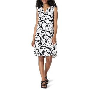 Amazon Essentials Mouwloos geweven Shift jurk Shirt, zwart-wit abstract bloemen, L