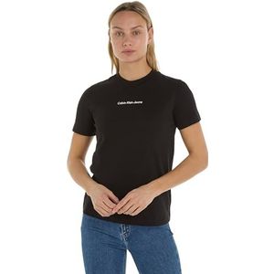 Calvin Klein Jeans Vrouwen institutionele rechte Tee S/S gebreide tops, zwart, XS