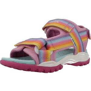 Geox J Borealis Girl A, sandalen voor meisjes en jongens, donker roze multicolor, 38 EU