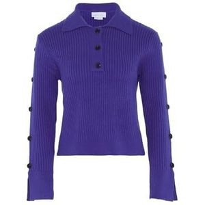 Blonda Elegante gebreide trui met polokraag en chique mouwen, blauw, maat XS/S, blauw, XS