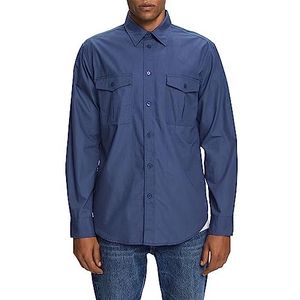 ESPRIT Utility-overhemd, 100% katoen, grijs/blauw (grey/blue), L