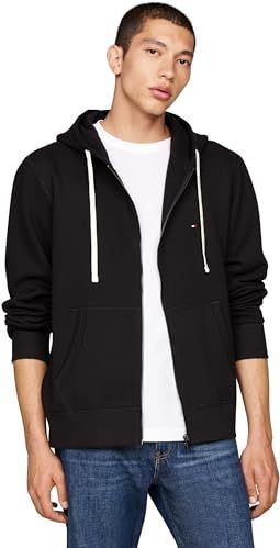 Tommy Hilfiger Heren ESSENTIAL FLEECE RITS DOOR MW0MW37234, Zip Through Sweatshirt, Zwart, S, Zwart (zwart), S