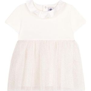 Petit Bateau Jurk met korte mouwen voor meisjes, Wit/Koper, 12 Maanden