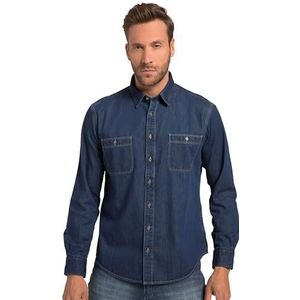 JP 1880, Herenjeans, grote maten, lange mouwen, kentkraag, moderne pasvorm, tot 8 XL, Denim Blauw, 3XL