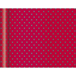 Clairefontaine 223885C cadeaupapier, 80 g, 5 x 35 cm (bijzondere kleine breedte) – motief: groene stippen/rode achtergrond – geschenkverpakking, ideaal voor kleine verpakkingen
