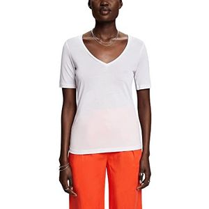 Esprit Collection T-shirt met V-hals, Tencel™, wit, XL