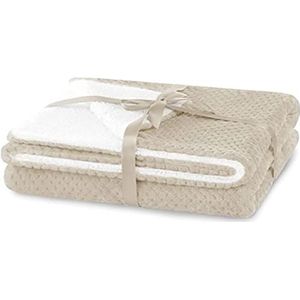 AmeliaHome Knuffeldeken 70x150 cm zacht stiksel Sherpa lamsvel look woondeken Shleepy beige