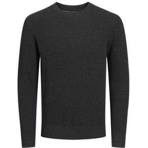 Jack & Jones JPRBLALIAM Knit Crew Neck, Donkergrijs gemêleerd/detail: twist, L