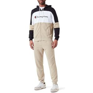 Champion Legacy Icons Sweatsuits Light Powerblend Terry Hooded Full Zip Trainingspak Beige/Zwart, M Heren SS24, Beige/Zwart, M