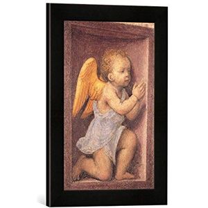 Ingelijste foto van Bernardino Luini ""Anbetender Engel"", kunstdruk in hoogwaardige handgemaakte fotolijst, 30x40 cm, zwart mat