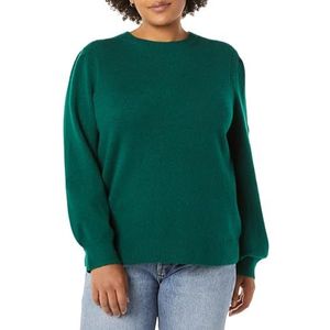 Amazon Essentials Women's Zacht aanvoelende trui met ronde hals en plooien op de schouders, Donkergroen, XL