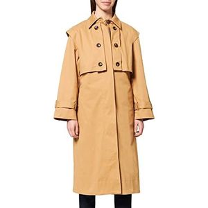 IPEKYOL Vrouwen Belted Trench Coat with Button Accessoires Trenchcoat, Natural, 42
