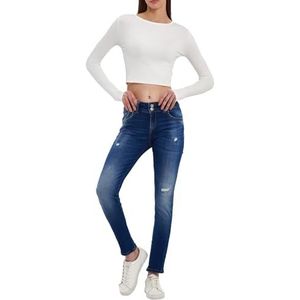 LTB Jeans Dames Molly M - Slim Fit met gemiddelde taille en ritssluiting in blauw van katoenmix - Maat W24L28, Darcila Wash 55181, 24W x 28L