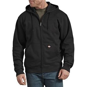Dickies - Hoodie voor heren, volledige rits fleece hoodie met capuchon, verborgen mobiele telefoon zak, Zwart, 3XL