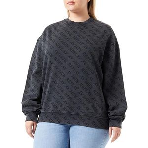 Replay Dames sweatshirt katoen All Over Print, zwart (Blackboard 099), XXS, 099, blackboard, XXS