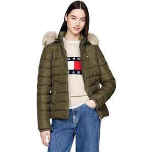 Tommy Jeans Dames TJW BASIC HOODED DOWN JACKET EXT DW0DW18312 Puffer Jacket, Groen (Vermoeidheid Groen), XXS, Groen (Vermoeidheid Groen), XXS