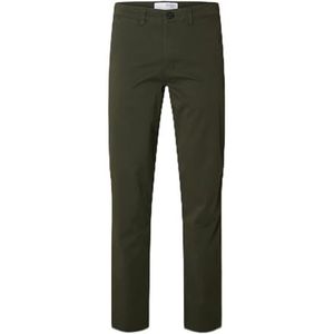 SELECTED HOMME Heren Chino 196 Straight Flex, Forest Night, 32W / 32L