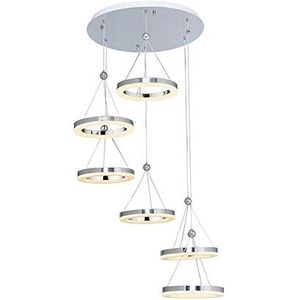 Homemania Galya hanglamp, plafondlamp, chroom, metaal, 50 x 50 x 120 cm, 1 x LED, 72W, 7560lm, 4200K, natuurlijk wit