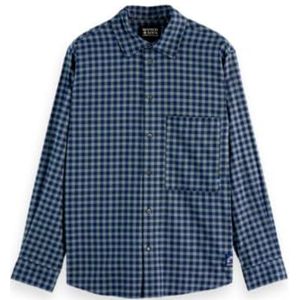 SCOTCH & SODA - Overhemd - Marine / Lichtblauw - Flanel - Comfort Fit