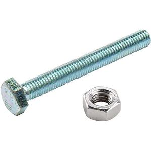 Bulk Hardware BH02277 alleen zeskantschroef M5 x 25 mm, glanzend verzinkt (verpakking à 6), wit, stuks