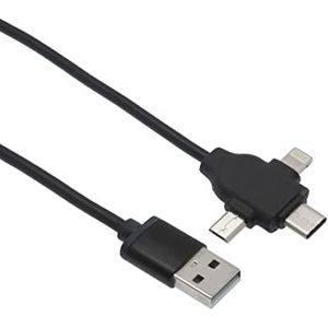 APM 570316 USB-kabel, 3-in-1, micro/Type-C/oplaadkabel, 1,50 m, zwart - 1,50 m