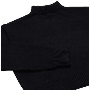 Aleva Dames smalle gebreide trui met hoge hals acryl zwart maat XS/S, zwart, XS
