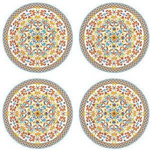 Easy Life 924MEOR dessertborden mediterraneo, porselein, diameter 19 cm, oranje, 4 stuks