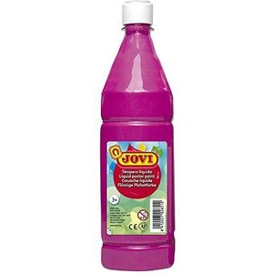 Jovi - Vloeibare verf, Fles 1L, Magenta Kleur, Verf op basis van natuurlijke ingrediënten, Makkelijk te wassen, Glutenvrij, Ideaal voor schoolgebruik (51108)