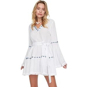 Trendyol Dames strandjurk met gedetailleerde band jurk, wit, 40