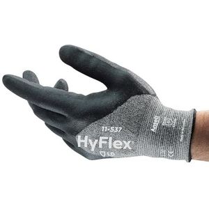 HyFlex Ansell 11-537 snijbestendige handschoenen, mechanische bescherming, grijs (12 paar per zak), 9, grijs, 12