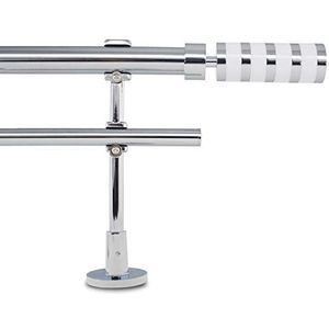 GCurtain Curtain Rod Curtain Pole Double Rod Set Extendable Easy Install Heavy-Duty Mirror Designed Finial Diameter 1"" - 1 1/8"" (25-28 mm) - Cylinder White / 26""-48"" (70-120cm)