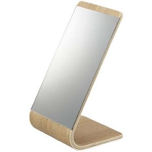 Yamazaki 7363 RIN tafelspiegel, beige, hout/spiegel, minimalistisch design