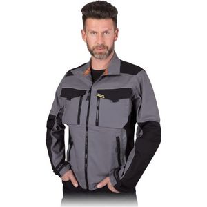 LEBER & HOLLMAN HARVERAIR-J Werkjas, Beschermende Jas - Katoen-Elastaanmix, Ritssluiting, Meerdere Zakken, Kleur: Grijs-Zwart, Maat: XL