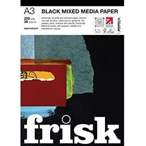 Frisk Zwarte gemengde media papier pad 250gsm 30vellen A3