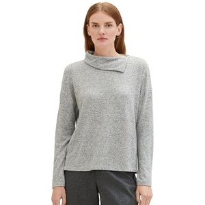 TOM TAILOR T-shirt met lange mouwen voor dames, 21373 - Medium Silver Grey Melange, XL
