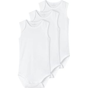 NAME IT Uniseks babyrompertjes (set van 3), wit (wit helder wit)., 50