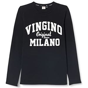 Vingino T-shirt voor jongens met klassiek logo, zwart (deep black), 12 Jaar