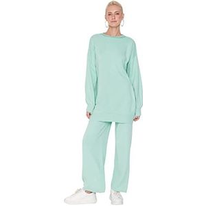 Trendyol Vrouwen Vrouw Platte Geweven Bescheiden Top-Bottom Sets Gecoördineerde Outfit, Mint, M, Munt, M