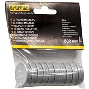 Bi-Office Set van 10 magneten, rond, 30 mm, grijs
