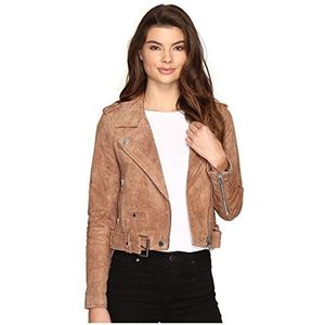 [BLANKNYC] womens Luxury Clothing Cropped Suede Leather Motorcycle Jackets, Comfortable & Stylish Coats, Coffee Bean, Medium