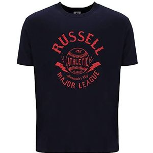 RUSSELL ATHLETIC Heren Stitch-s/S T-shirt met ronde hals, Blauw, L