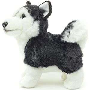 Uni-Toys - Husky puppy zwart, staand (zonder lijn) - 21 cm (lengte) - pluche hond - pluche dier, knuffeldier