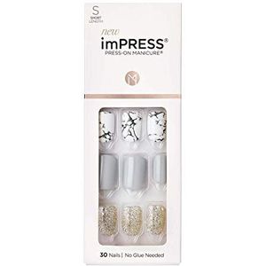 KISS imPRESS Press-on manicure, knock-out, kort vierkant met PureFit-technologie, inclusief voorbereidingspad, minivijl, nagelriemstick en 30 nepnagels